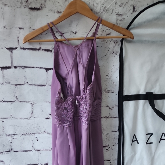 Azazie Bonnie Stretch Wisteria A-Line Pleated Stretch Satin Dress Bridesmaid A6 - Picture 11 of 15